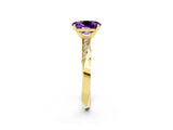 Yellow gold Oval Cut Amethyst Engagement Ring with Side Stone Accents and Four-Prong Setting_29