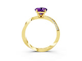 Yellow gold Oval Cut Amethyst Engagement Ring with Side Stone Accents and Four-Prong Setting_30