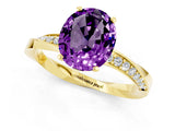 Yellow gold Oval Cut Amethyst Engagement Ring with Side Stone Accents and Four-Prong Setting_61