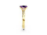 Yellow gold Oval Cut Amethyst Engagement Ring with Side Stone Accents and Four-Prong Setting_62