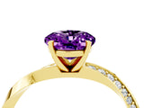 Yellow gold Oval Cut Amethyst Engagement Ring with Side Stone Accents and Four-Prong Setting_64