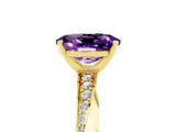 Yellow gold Oval Cut Amethyst Engagement Ring with Side Stone Accents and Four-Prong Setting_65