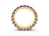 Yellow gold Oval Cut Amethyst Eternity Band with Shared Prong Setting_3