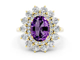 Yellow gold Oval Cut Amethyst Floral Double Halo Engagement Ring with Prong Setting_66