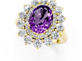 Yellow gold Oval Cut Amethyst Floral Double Halo Engagement Ring with Prong Setting_67