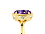 Yellow gold Oval Cut Amethyst Halo Ring with Tapered Band and Four-Prong Setting_5