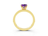 Yellow gold Oval Cut Amethyst Milgrain Pavé Engagement Ring with Four-Prong Setting_15