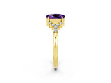 Yellow gold Oval Cut Amethyst Ring with Side Stones and Four-Prong Setting_74