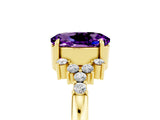 Yellow gold Oval Cut Amethyst Ring with Side Stones and Four-Prong Setting_77