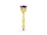 Yellow gold Oval Cut Amethyst Solitaire Celtic Knot Ring with Four-Prong Setting_14