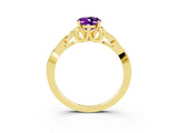 Yellow gold Oval Cut Amethyst Solitaire Celtic Knot Ring with Four-Prong Setting_15