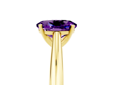 Yellow gold Oval Cut Amethyst Solitaire Engagement Ring with Cathedral Setting and Four-Prong Mount_17