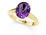 Yellow gold Oval Cut Amethyst Solitaire Engagement Ring with Cathedral Setting and Four-Prong Mount_25