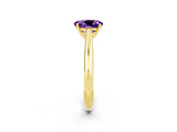 Yellow gold Oval Cut Amethyst Solitaire Engagement Ring with Cathedral Setting and Four-Prong Mount_26