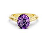 Yellow gold Oval Cut Amethyst Solitaire Engagement Ring with Cathedral Setting and Four-Prong Mount_66