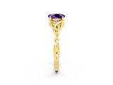 Yellow gold Oval Cut Amethyst Solitaire Engagement Ring with Celtic Knot Band and Four-Prong Setting_2