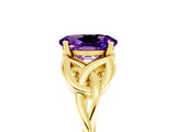 Yellow gold Oval Cut Amethyst Solitaire Engagement Ring with Celtic Knot Band and Four-Prong Setting_5