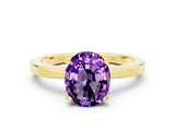 Yellow gold Oval Cut Amethyst Solitaire Engagement Ring with Classic Band and Four-Prong Setting_24