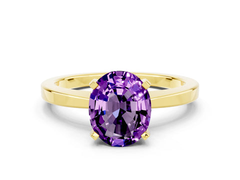 Yellow gold Oval Cut Amethyst Solitaire Engagement Ring with Classic Band and Four-Prong Setting_24