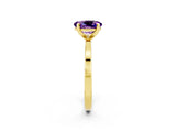 Yellow gold Oval Cut Amethyst Solitaire Engagement Ring with Classic Band and Four-Prong Setting_26