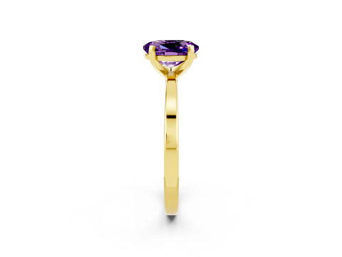 Yellow gold Oval Cut Amethyst Solitaire Engagement Ring with Classic Band and Four-Prong Setting_26