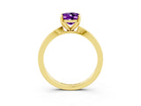 Yellow gold Oval Cut Amethyst Solitaire Engagement Ring with Classic Band and Four-Prong Setting_27