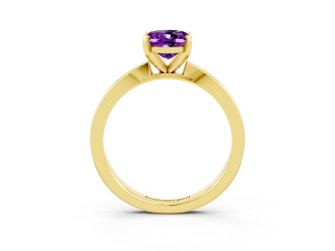 Yellow gold Oval Cut Amethyst Solitaire Engagement Ring with Classic Band and Four-Prong Setting_27