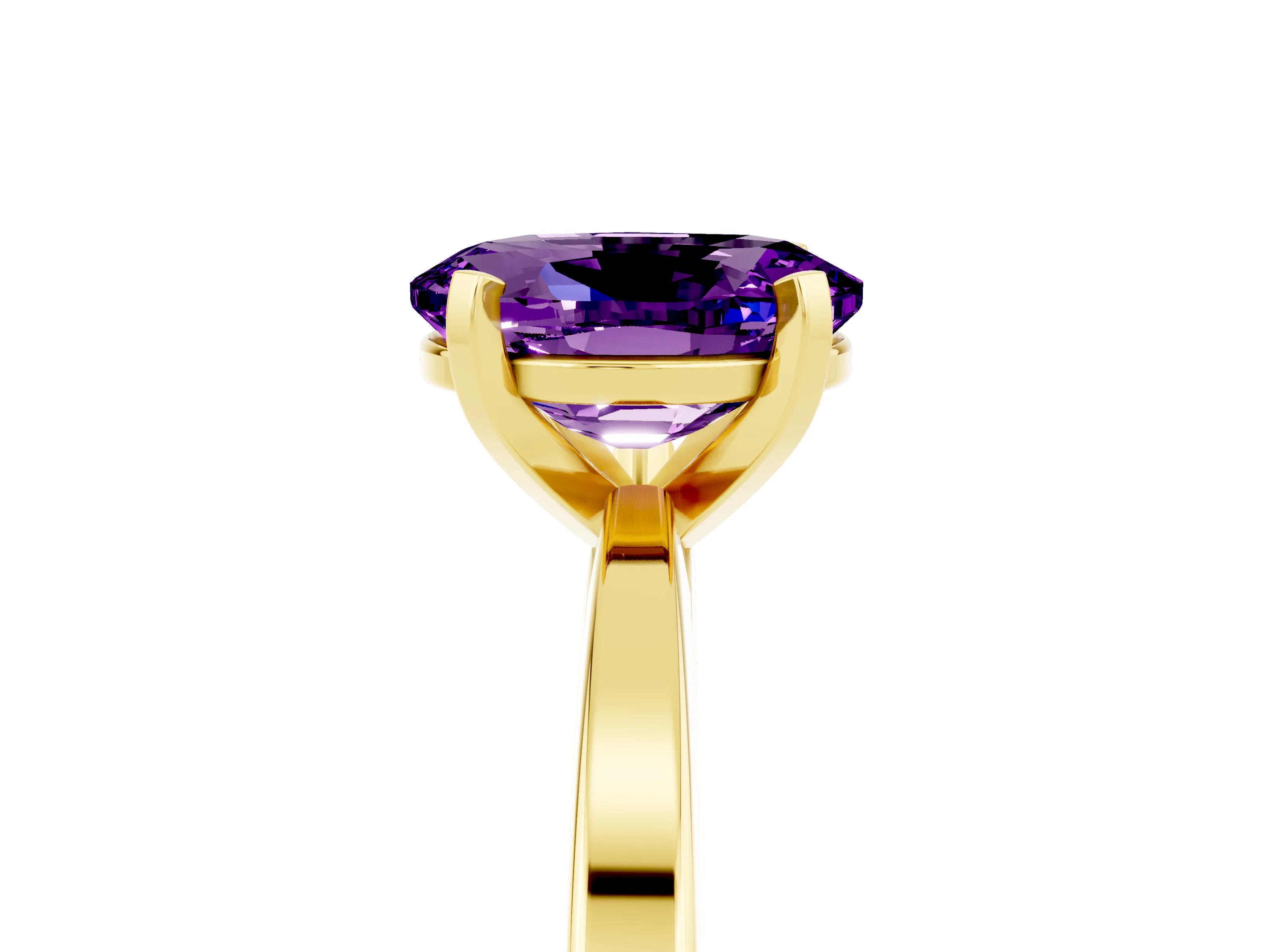 Yellow gold Oval Cut Amethyst Solitaire Engagement Ring with Classic Band and Four-Prong Setting_29