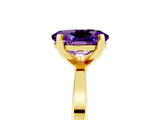 Yellow gold Oval Cut Amethyst Solitaire Engagement Ring with Classic Band and Four-Prong Setting_29