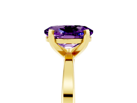 Yellow gold Oval Cut Amethyst Solitaire Engagement Ring with Classic Band and Four-Prong Setting_29