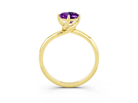 Yellow gold Oval Cut Amethyst Solitaire Engagement Ring with Four-Prong Setting and Classic Band_15
