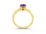 Yellow gold Oval Cut Amethyst Solitaire Engagement Ring with Round Band and Four-Prong Setting_3