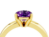 Yellow gold Oval Cut Amethyst Solitaire Engagement Ring with Round Band and Four-Prong Setting_4