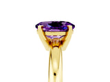 Yellow gold Oval Cut Amethyst Solitaire Engagement Ring with Round Band and Four-Prong Setting_5
