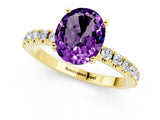 Yellow gold Oval Cut Amethyst Solitaire Pavé Band with Four-Prong Setting_1
