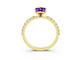Yellow gold Oval Cut Amethyst Solitaire Pavé Band with Four-Prong Setting_3