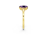 Yellow gold Oval Cut Amethyst Solitaire Ring with Flower Prong Setting and Classic Band_38