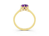 Yellow gold Oval Cut Amethyst Solitaire Ring with Flower Prong Setting and Classic Band_39