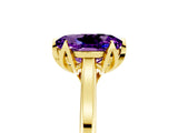 Yellow gold Oval Cut Amethyst Solitaire Ring with Flower Prong Setting and Classic Band_41