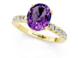 Yellow gold Oval Cut Amethyst Solitaire Ring with Round  Pavé Band and Four-Prong Setting_37
