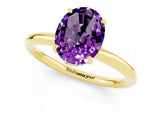 Yellow gold Oval Cut Amethyst Solitaire Ring with Thin Band and Four-Prong Setting_13