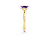Yellow gold Oval Cut Amethyst Solitaire Ring with Thin Band and Four-Prong Setting_14