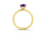 Yellow gold Oval Cut Amethyst Solitaire Ring with Thin Band and Four-Prong Setting_15