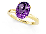 Yellow gold Oval Cut Amethyst Solitaire Ring with Thin Band and Prong Setting_13