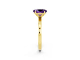 Yellow gold Oval Cut Amethyst Solitaire Ring with Thin Band and Prong Setting_14