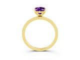 Yellow gold Oval Cut Amethyst Solitaire Ring with Thin Band and Prong Setting_15