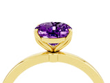 Yellow gold Oval Cut Amethyst Solitaire Ring with Thin Band and Prong Setting_16