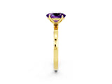 Yellow gold Oval Cut Amethyst Solitaire Ring with Thin Band and Prong Setting_26