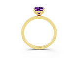 Yellow gold Oval Cut Amethyst Solitaire Ring with Thin Band and Prong Setting_27