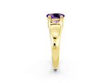Yellow gold Oval Cut Amethyst Solitaire Ring with Wide Band and Prong Setting_2